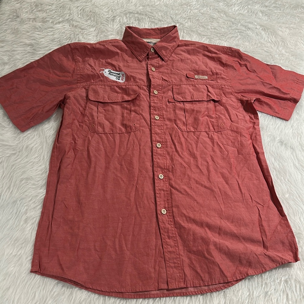 G H bass and co red explorer series button down out door shirt size large